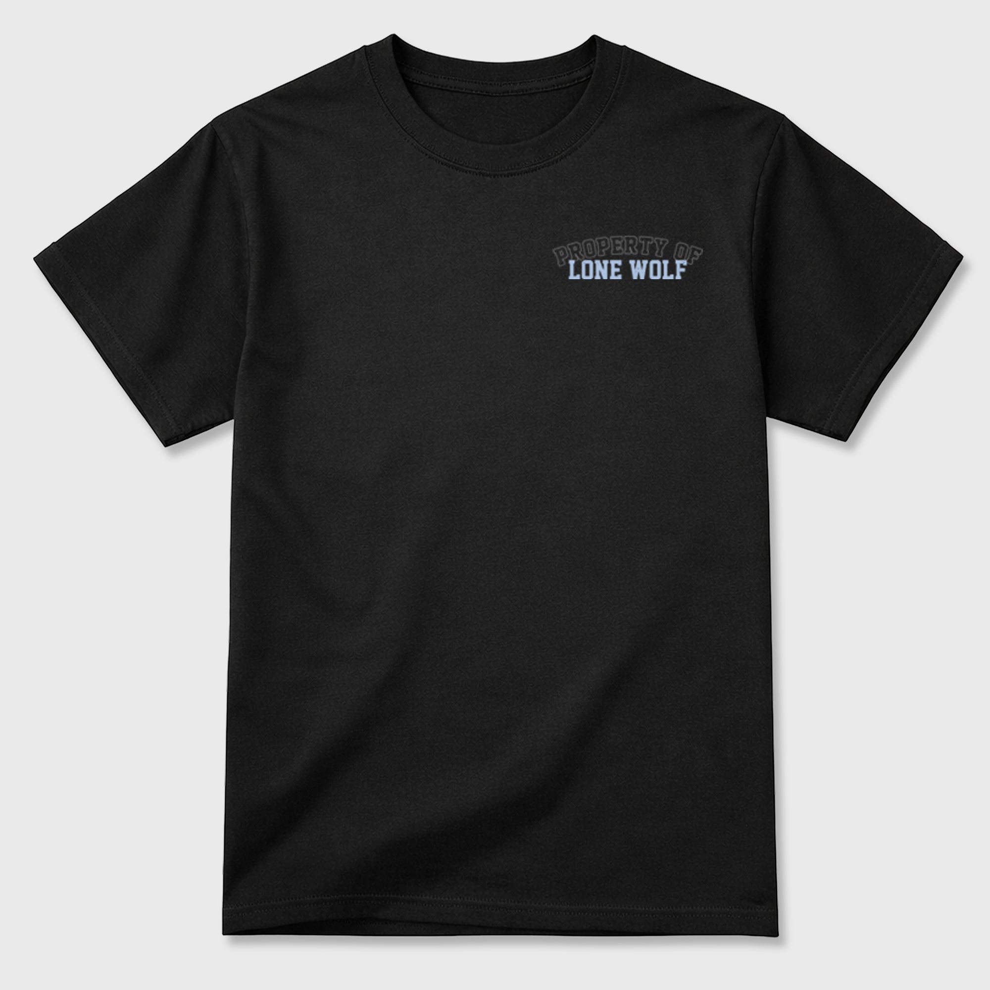 Property of Lone Wolf sneaker match t-shirt styled to complete your fit with the 5s Wolf Grey sneakers, shown in Black.