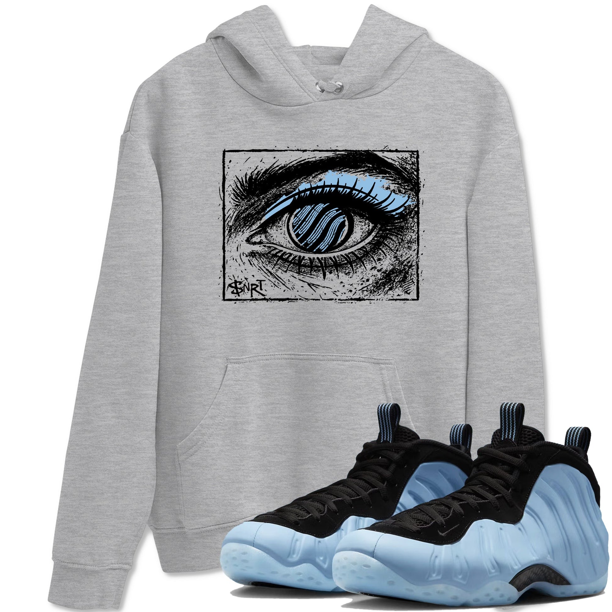 Psychic Wave sneaker match t-shirt styled to complete your fit with the Air Foamposite One Psychic Blue sneakers, shown in Heather Grey 1.
