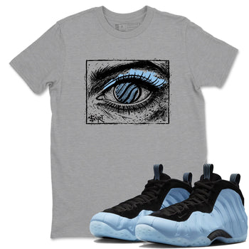 Psychic Wave sneaker match t-shirt styled to complete your fit with the Air Foamposite One Psychic Blue sneakers, shown in Heather Grey 1.