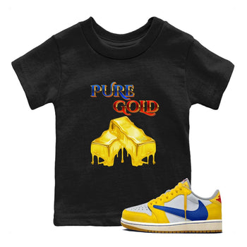 AJ1 Travis Scott Canary shirt to match jordans Pure Gold sneaker tees Air Jordan 1 Travis Scott Canary SNRT sneaker release tees baby toddler Black 1 cotton Shirt