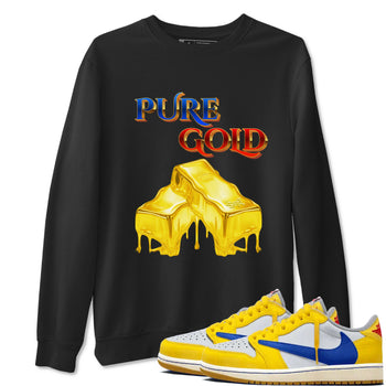AJ1 Travis Scott Canary shirt to match jordans Pure Gold sneaker tees Air Jordan 1 Travis Scott Canary SNRT Sneaker Release Tees unisex cotton Black 1 crew neck shirt