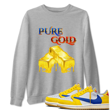 AJ1 Travis Scott Canary shirt to match jordans Pure Gold sneaker tees Air Jordan 1 Travis Scott Canary SNRT Sneaker Release Tees unisex cotton Heather Grey 1 crew neck shirt