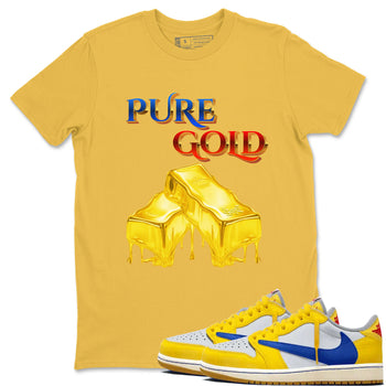 AJ1 Travis Scott Canary shirt to match jordans Pure Gold sneaker tees Air Jordan 1 Travis Scott Canary SNRT Sneaker Release Tees unisex cotton Daisy 1 crew neck shirt