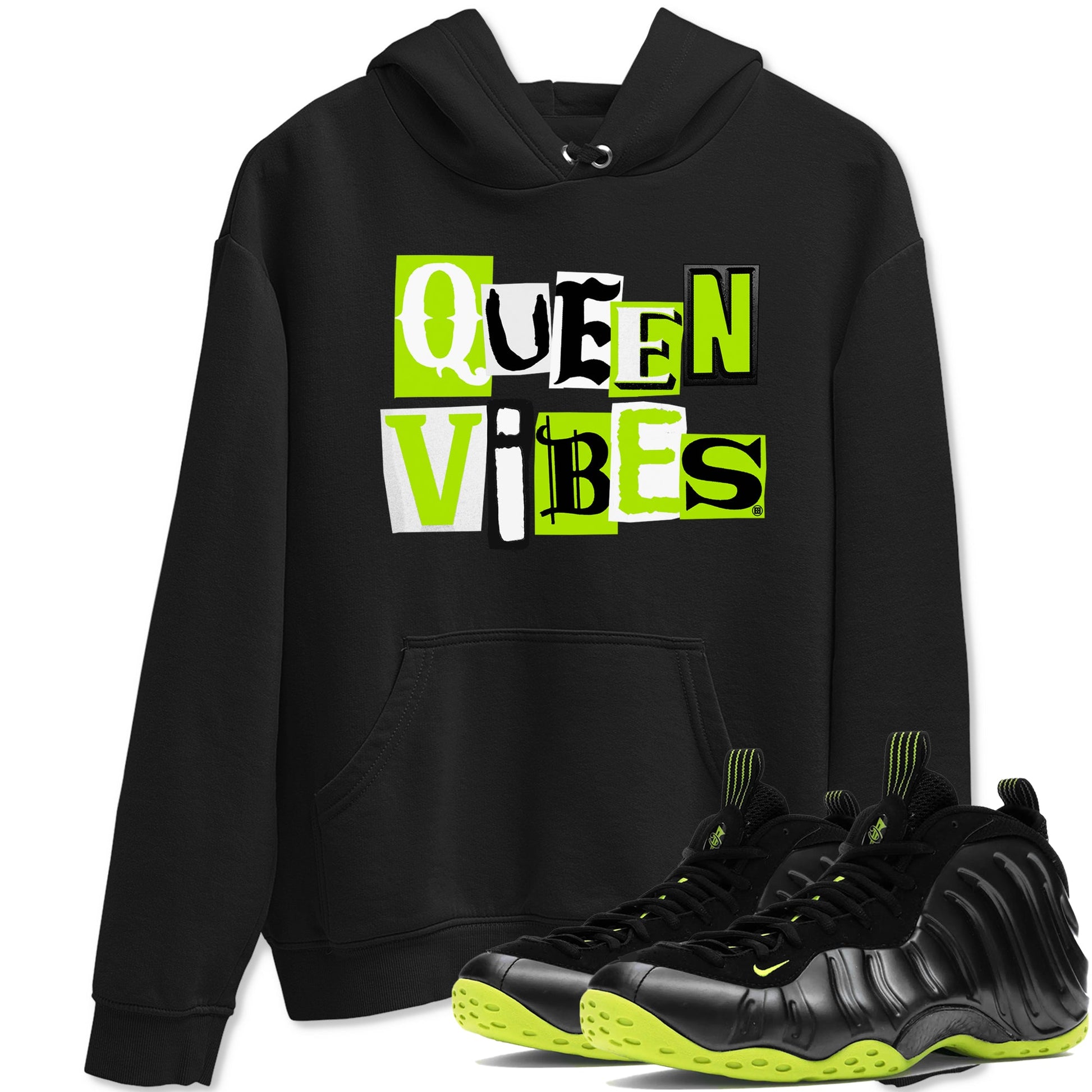 Foams One Black Volt best t shirts to wear with jordans Queen Vibes sneaker match tees Air Foamposite One Black Volt match shoes to clothes SNRT Sneaker Tees unisex cotton Black 1 shirts