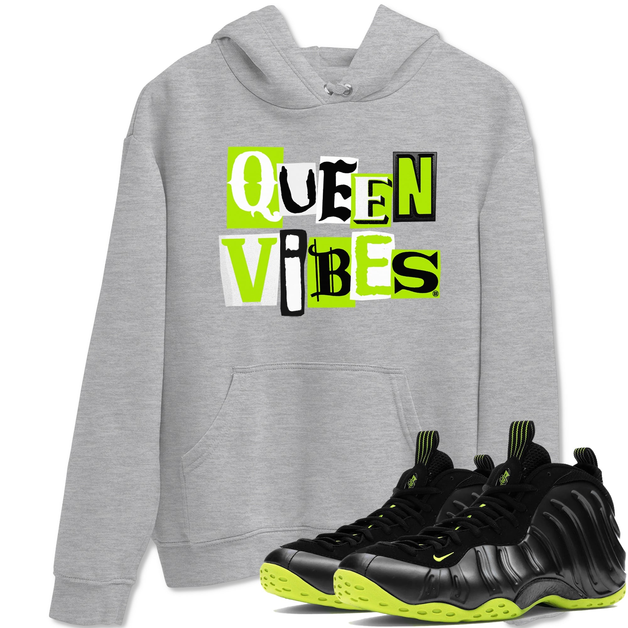 Foams One Black Volt best t shirts to wear with jordans Queen Vibes sneaker match tees Air Foamposite One Black Volt match shoes to clothes SNRT Sneaker Tees unisex cotton Heather Grey 1 shirts