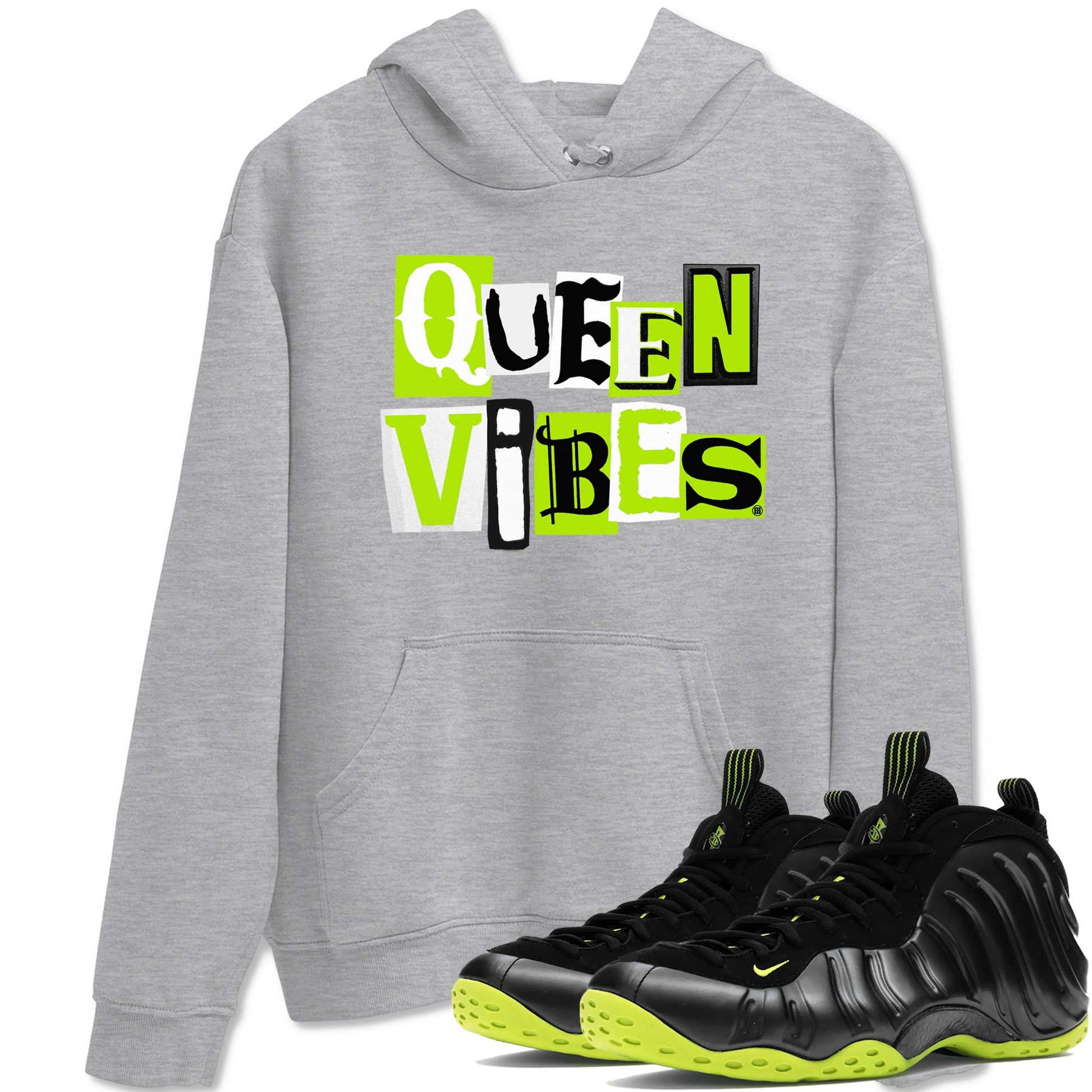 Foams One Black Volt best t shirts to wear with jordans Queen Vibes sneaker match tees Air Foamposite One Black Volt match shoes to clothes SNRT Sneaker Tees unisex cotton Heather Grey 1 shirts