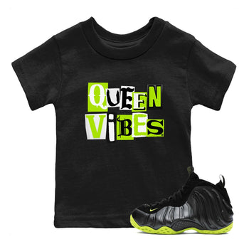 Foams One Black Volt best t shirts to wear with jordans Queen Vibes sneaker match tees Air Foamposite One Black Volt match shoes to clothes SNRT Sneaker Tees Youth Baby Black 1 tee