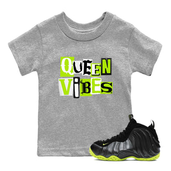 Foams One Black Volt best t shirts to wear with jordans Queen Vibes sneaker match tees Air Foamposite One Black Volt match shoes to clothes SNRT Sneaker Tees Youth Baby Heather Grey 1 tee