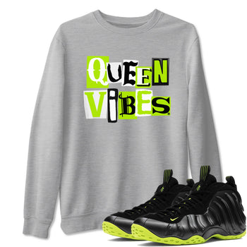 Foams One Black Volt best t shirts to wear with jordans Queen Vibes sneaker match tees Air Foamposite One Black Volt match shoes to clothes SNRT Sneaker Tees unisex cotton Heather Grey 1 shirts