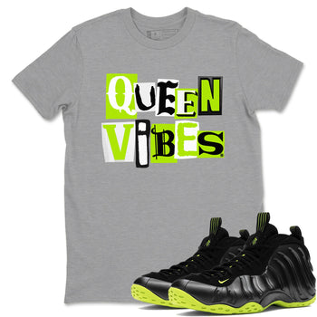 Foams One Black Volt best t shirts to wear with jordans Queen Vibes sneaker match tees Air Foamposite One Black Volt match shoes to clothes SNRT Sneaker Tees unisex cotton Heather Grey 1 shirts