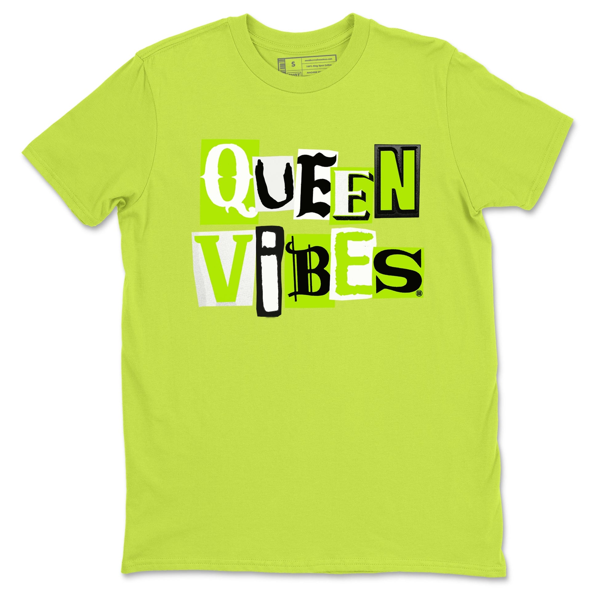 Foams One Black Volt best t shirts to wear with jordans Queen Vibes sneaker match tees Air Foamposite One Black Volt match shoes to clothes SNRT Sneaker Tees unisex cotton Safety Green 2 shirts