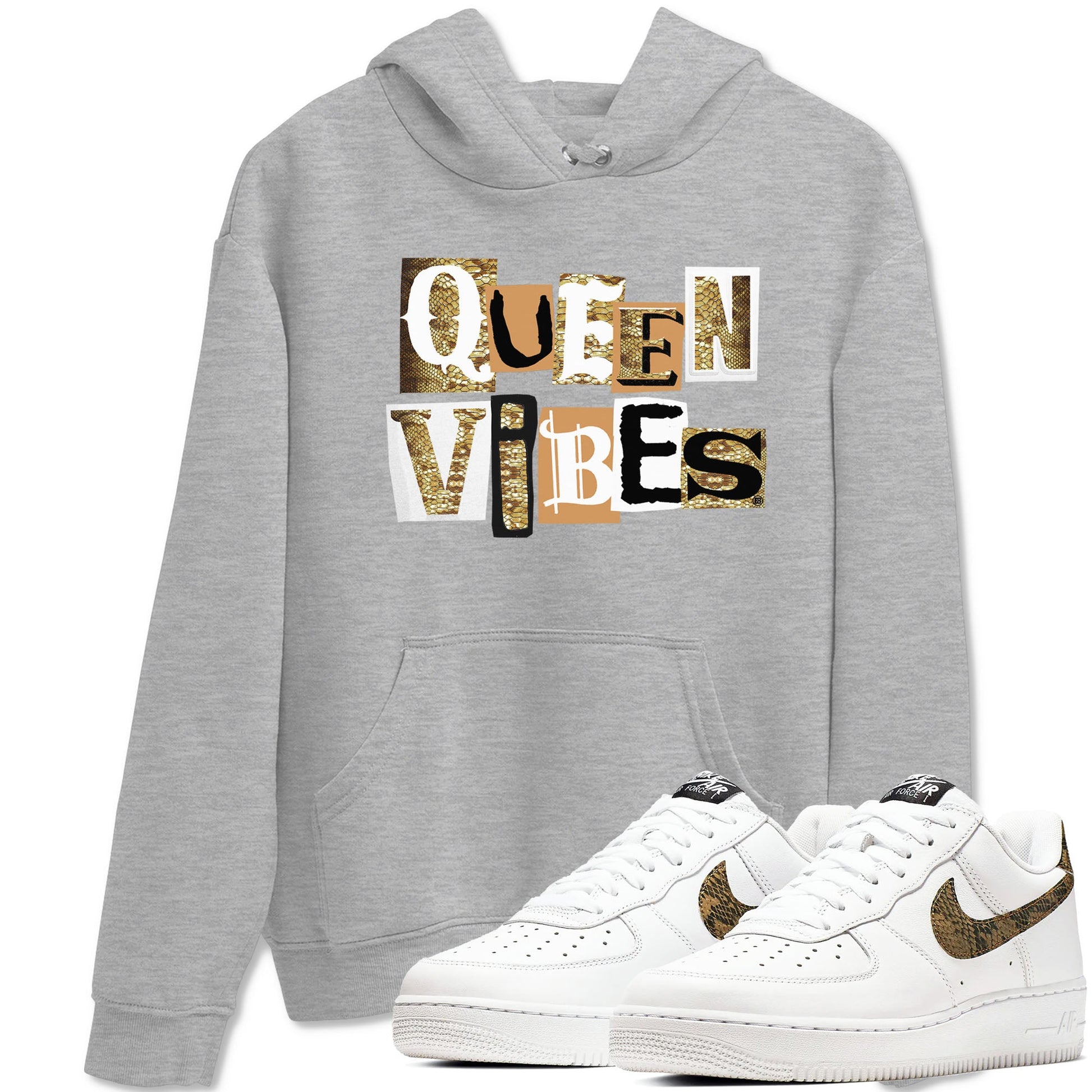 Air Force 1 Ivory Snake shirt to match jordans Queen Vibes sneaker tees Air Force 1 Ivory Snake SNRT Sneaker Release Tees unisex cotton Heather Grey 1 crew neck shirt