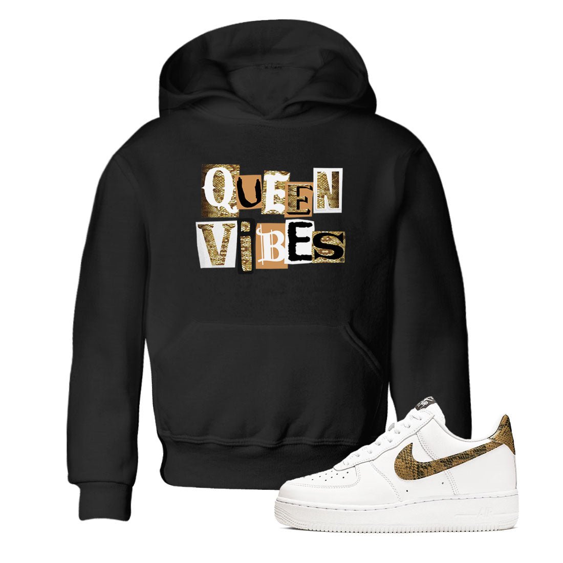 Air Force 1 Ivory Snake shirt to match jordans Queen Vibes sneaker tees Air Force 1 Ivory Snake SNRT sneaker release tees baby toddler Black 1 cotton Shirt
