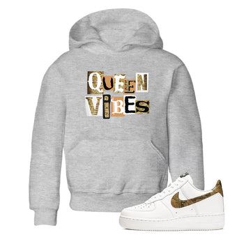 Air Force 1 Ivory Snake shirt to match jordans Queen Vibes sneaker tees Air Force 1 Ivory Snake SNRT sneaker release tees baby toddler Heather Grey 1 cotton Shirt