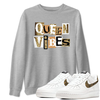 Air Force 1 Ivory Snake shirt to match jordans Queen Vibes sneaker tees Air Force 1 Ivory Snake SNRT Sneaker Release Tees unisex cotton Heather Grey 1 crew neck shirt