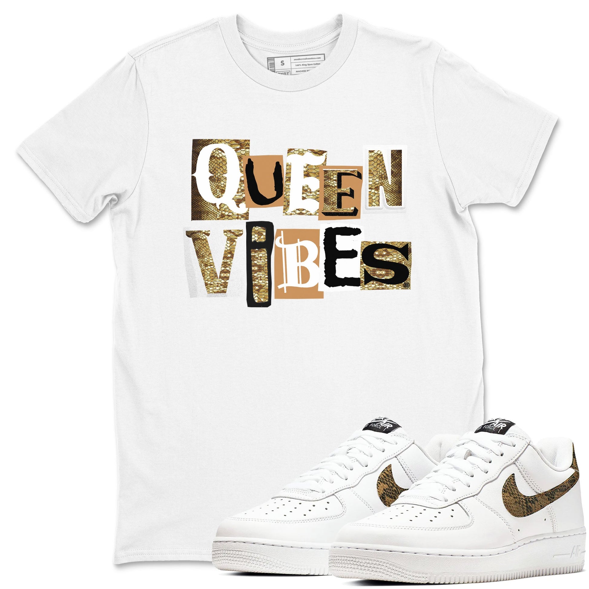 Air Force 1 Ivory Snake shirt to match jordans Queen Vibes sneaker tees Air Force 1 Ivory Snake SNRT Sneaker Release Tees unisex cotton White 1 crew neck shirt