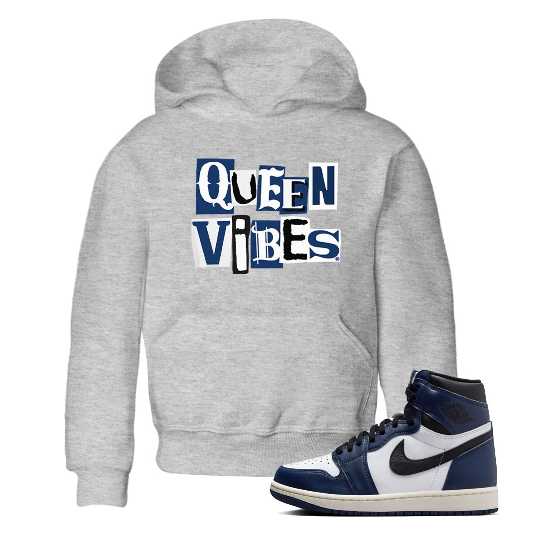 1s Midnight Navy shirts to match jordans Queen Vibes sneaker match tees Air Jordan 1 Midnight Navy match shoes to clothes SNRT Sneaker Tees Youth Baby Heather Grey 1 tee