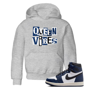 1s Midnight Navy shirts to match jordans Queen Vibes sneaker match tees Air Jordan 1 Midnight Navy match shoes to clothes SNRT Sneaker Tees Youth Baby Heather Grey 1 tee