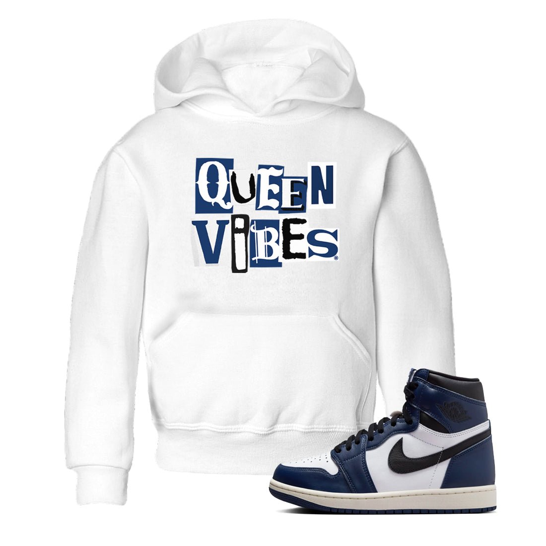 1s Midnight Navy shirts to match jordans Queen Vibes sneaker match tees Air Jordan 1 Midnight Navy match shoes to clothes SNRT Sneaker Tees Youth Baby White 1 tee