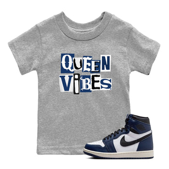 1s Midnight Navy shirts to match jordans Queen Vibes sneaker match tees Air Jordan 1 Midnight Navy match shoes to clothes SNRT Sneaker Tees Youth Baby Heather Grey 1 tee