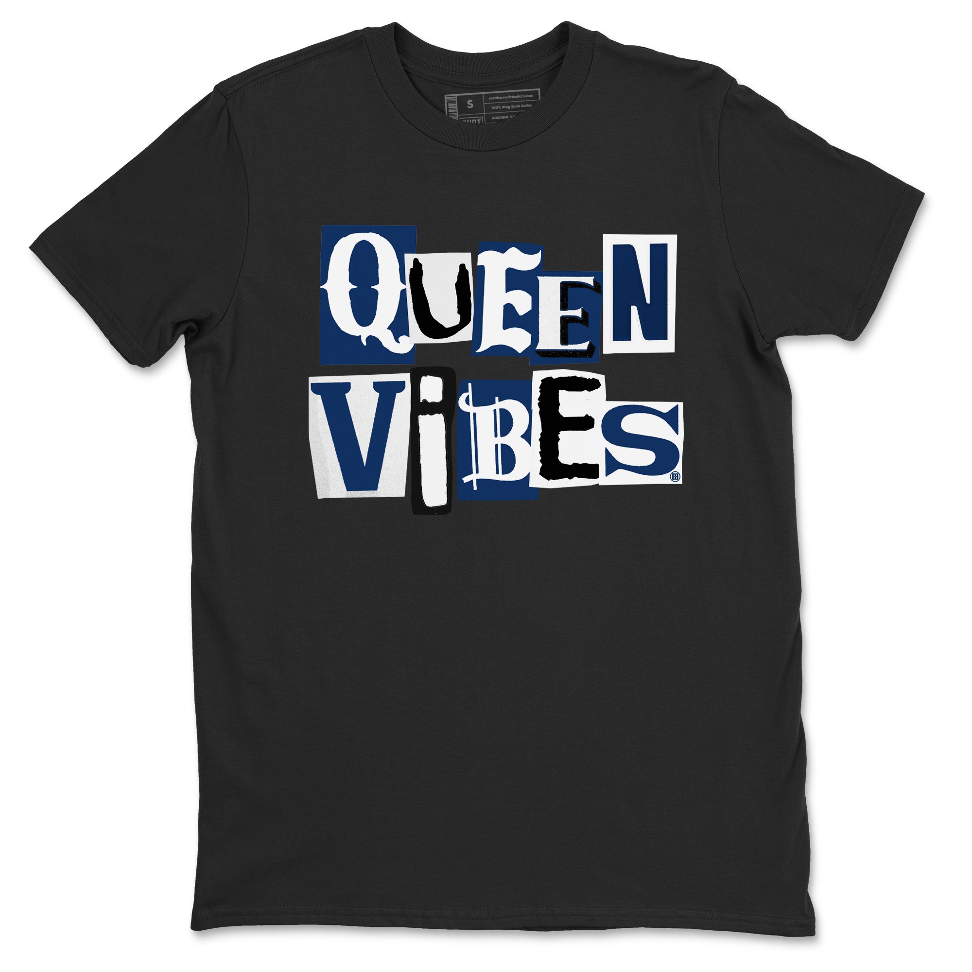 1s Midnight Navy shirts to match jordans Queen Vibes sneaker match tees Air Jordan 1 Midnight Navy match shoes to clothes SNRT Sneaker Tees unisex cotton Black 2 shirts