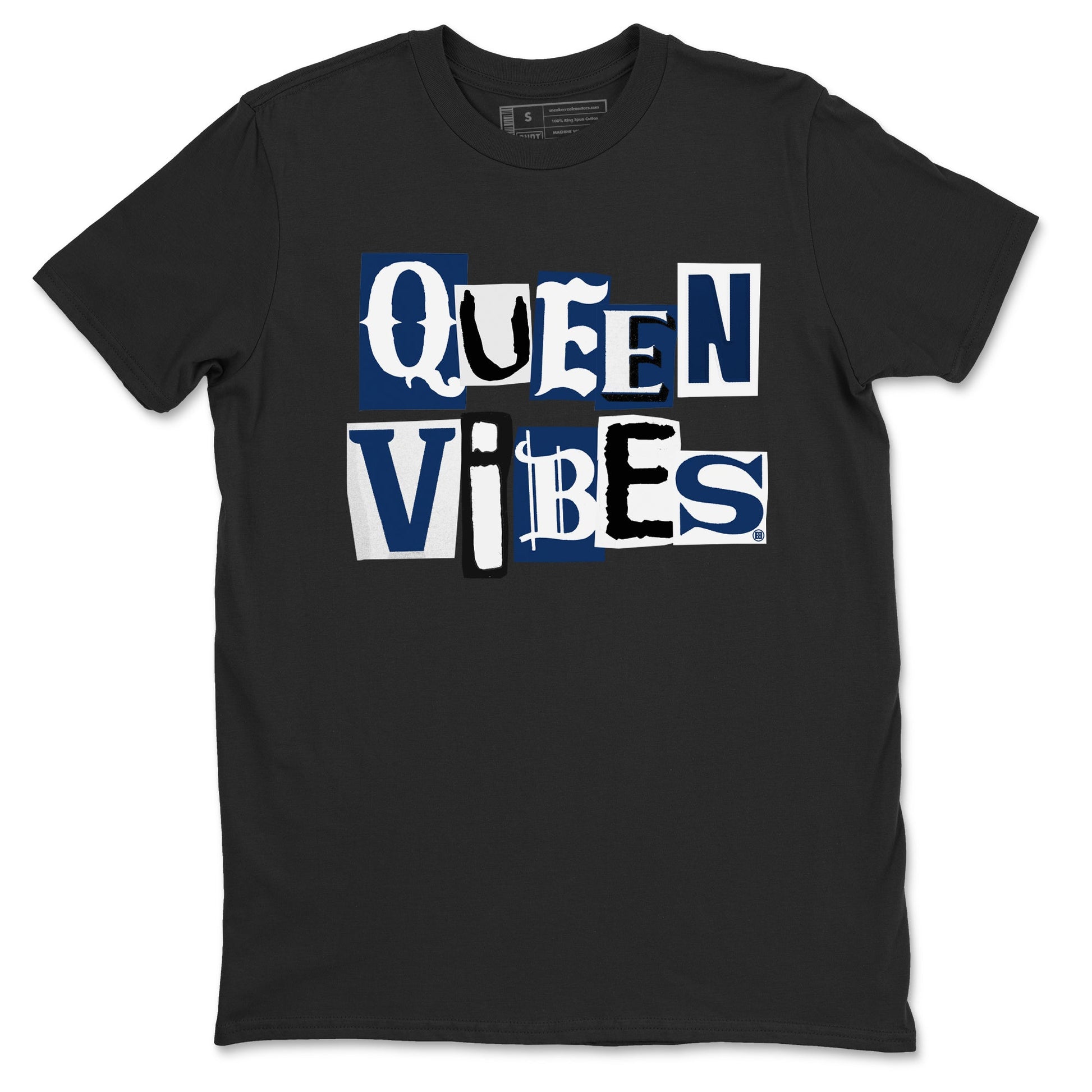 1s Midnight Navy shirts to match jordans Queen Vibes sneaker match tees Air Jordan 1 Midnight Navy match shoes to clothes SNRT Sneaker Tees unisex cotton Black 2 shirts
