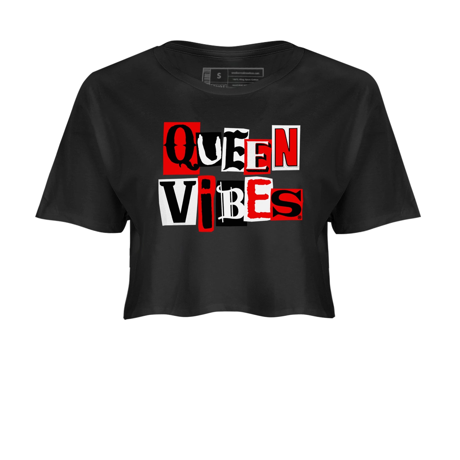 11s Bred Velvet shirts to match jordans Queen Vibes sneaker match tees Air Jordan 11 Retro Bred Velvet match shoes to clothes SNRT Sneaker Tees unisex cotton Black 2 crop tee