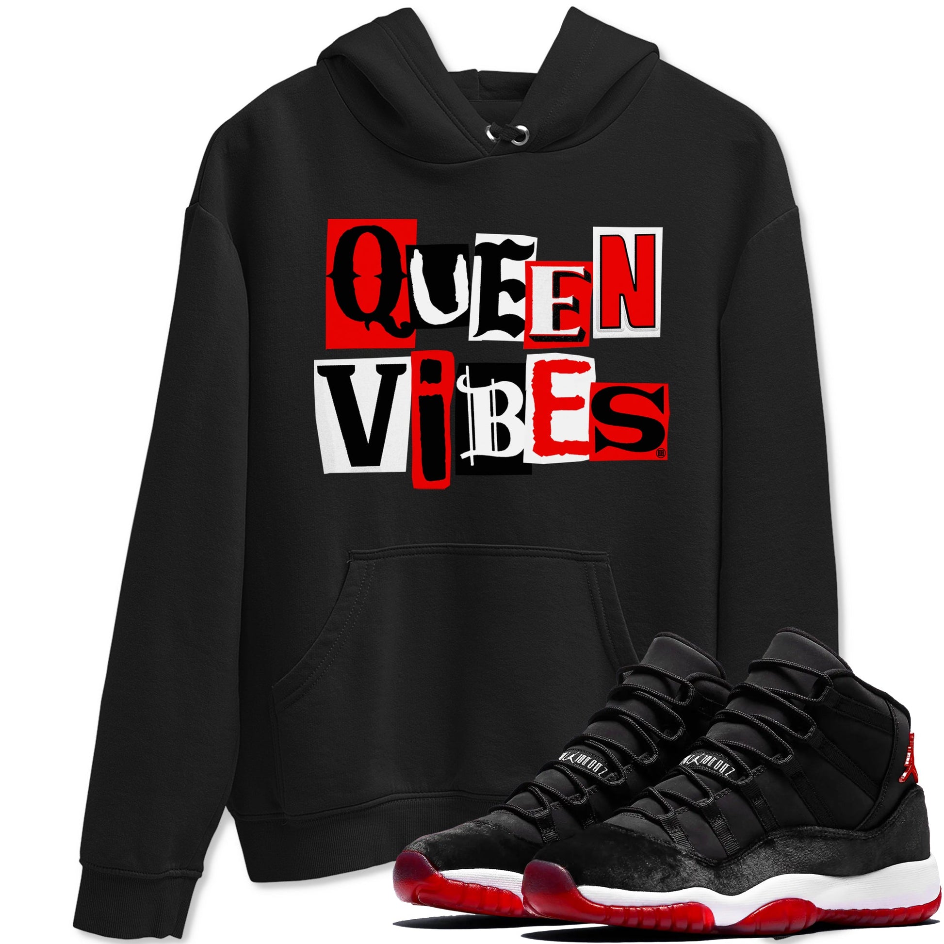 11s Bred Velvet shirts to match jordans Queen Vibes sneaker match tees Air Jordan 11 Retro Bred Velvet match shoes to clothes SNRT Sneaker Tees unisex cotton Black 1 shirts