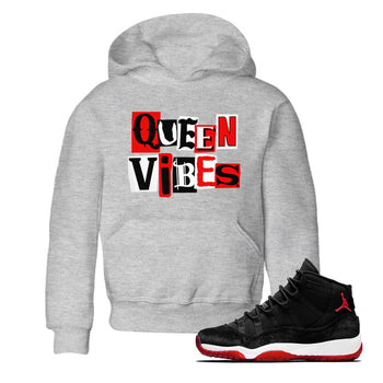 11s Bred Velvet shirts to match jordans Queen Vibes sneaker match tees Air Jordan 11 Retro Bred Velvet match shoes to clothes SNRT Sneaker Tees Youth Baby Heather Grey 1 tee