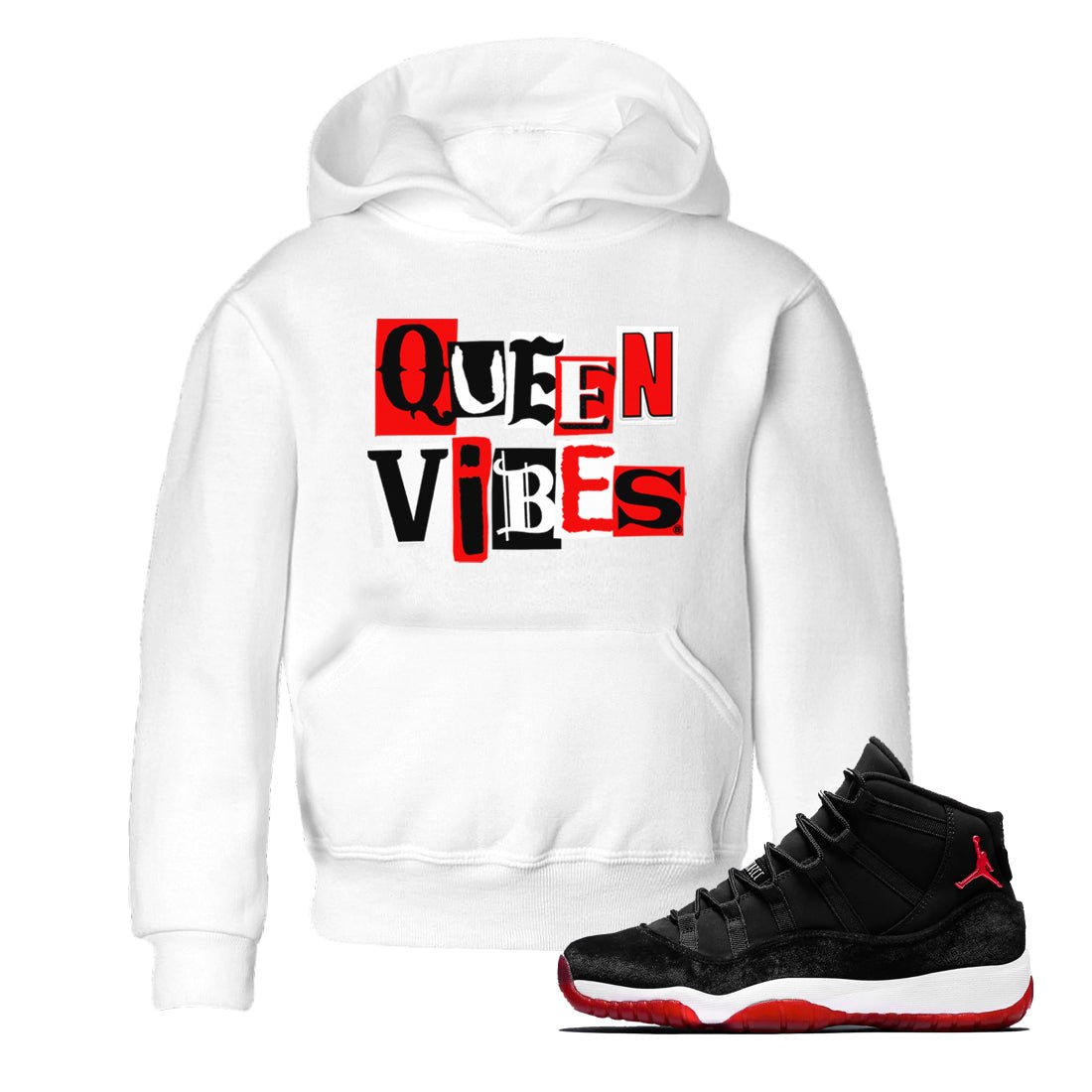 11s Bred Velvet shirts to match jordans Queen Vibes sneaker match tees Air Jordan 11 Retro Bred Velvet match shoes to clothes SNRT Sneaker Tees Youth Baby White 1 tee