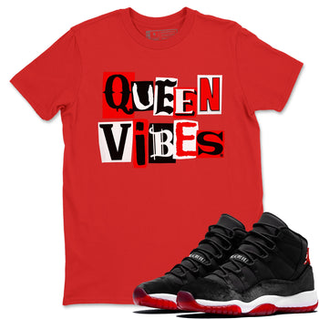 11s Bred Velvet shirts to match jordans Queen Vibes sneaker match tees Air Jordan 11 Retro Bred Velvet match shoes to clothes SNRT Sneaker Tees unisex cotton Red 1 shirts