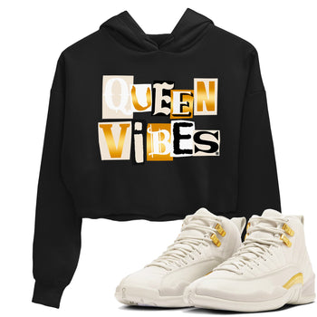 12s Phantom shirts to match jordans Queen Vibes sneaker match tees Air Jordan 12 WMNS Phantom match shoes to clothes SNRT Sneaker Tees unisex cotton Black 1 crop tee