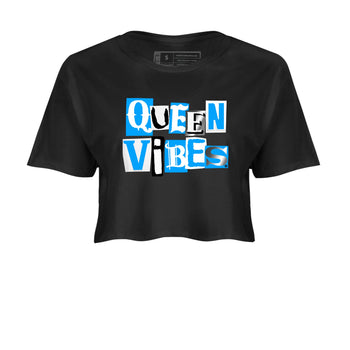 Queen Vibes womens crop tee made to vibe with the Air Jordan 12 White and University Blue sneakers — the perfect match in Black 2.