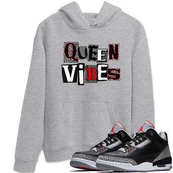 3s Black Cement shirts to match jordans Queen Vibes sneaker match tees Jordan 3 Retro Black Cement SNRT Sneaker Release Tees unisex cotton Heather Grey 1 crew neck shirts