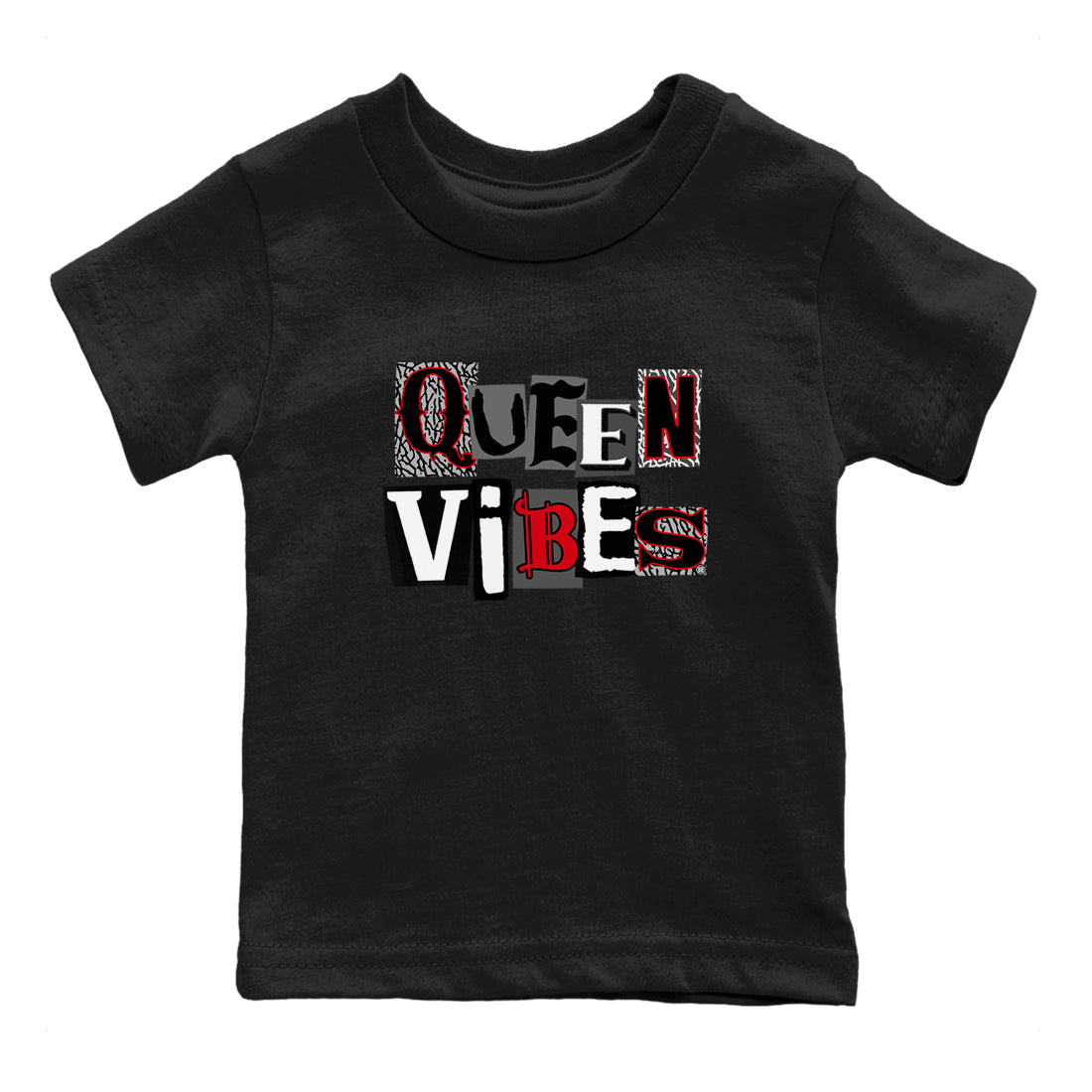 3s Black Cement shirts to match jordans Queen Vibes sneaker match tees Jordan 3 Retro Black Cement SNRT Sneaker Release Tees Youth Baby Black 2 crew neck shirts