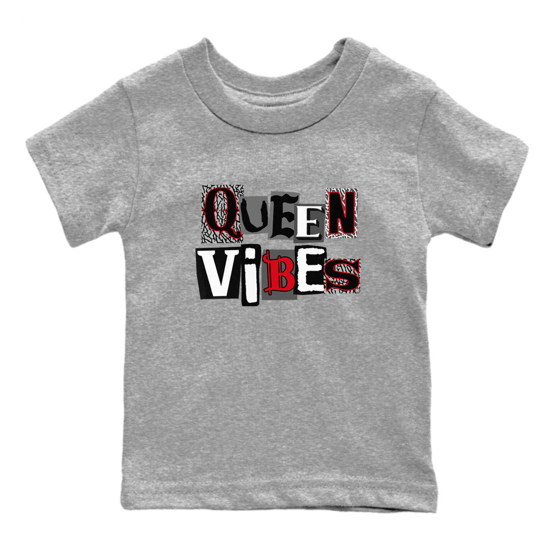 3s Black Cement shirts to match jordans Queen Vibes sneaker match tees Jordan 3 Retro Black Cement SNRT Sneaker Release Tees Youth Baby Heather Grey 2 crew neck shirts