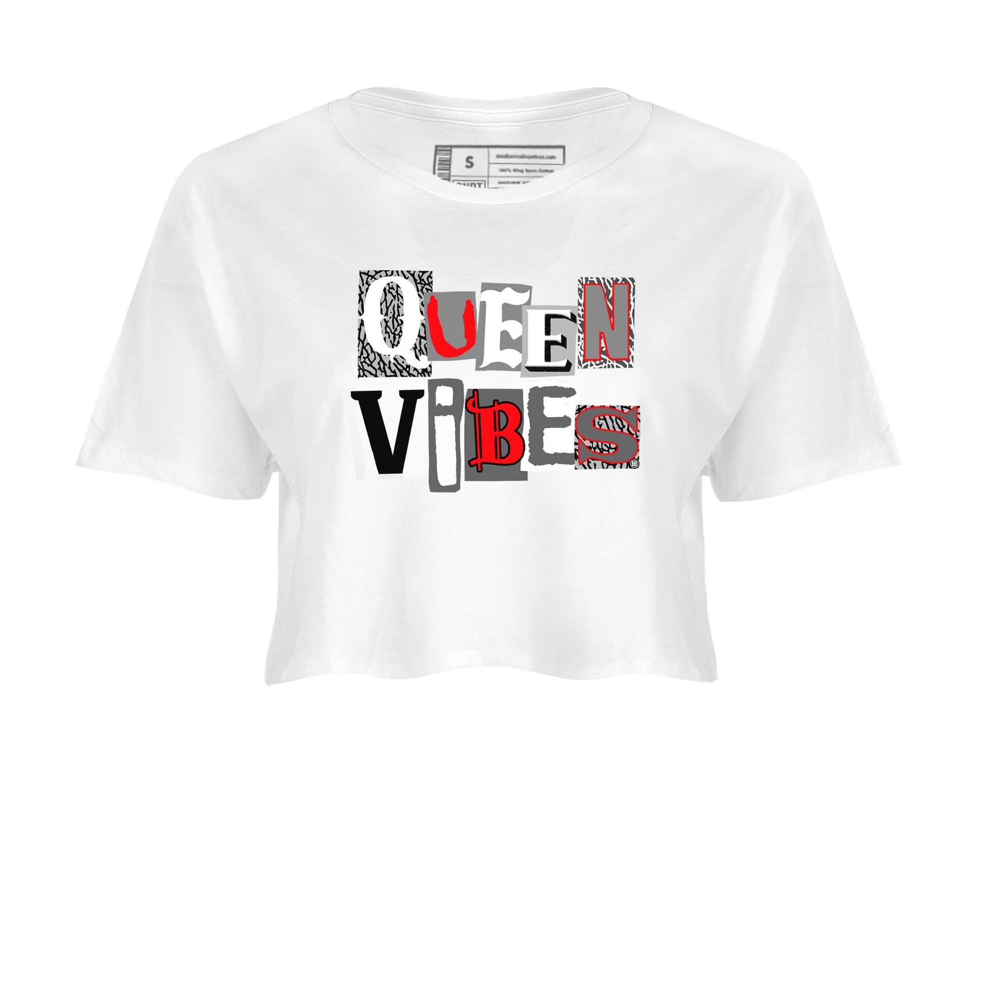 3s Cement Grey shirts to match jordans Queen Vibes sneaker match tees Air Jordan 3 Cement Grey SNRT Sneaker Tees streetwear brand White 2 crop tee