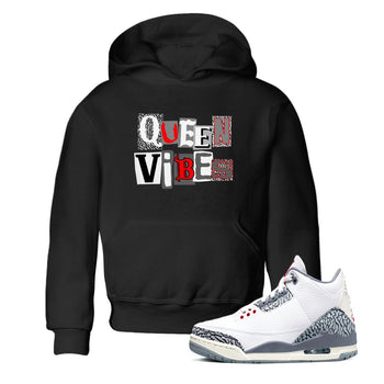 3s Cement Grey shirts to match jordans Queen Vibes sneaker match tees Air Jordan 3 Cement Grey SNRT Sneaker Tees streetwear brand Baby and Youth Black 1 cotton tee