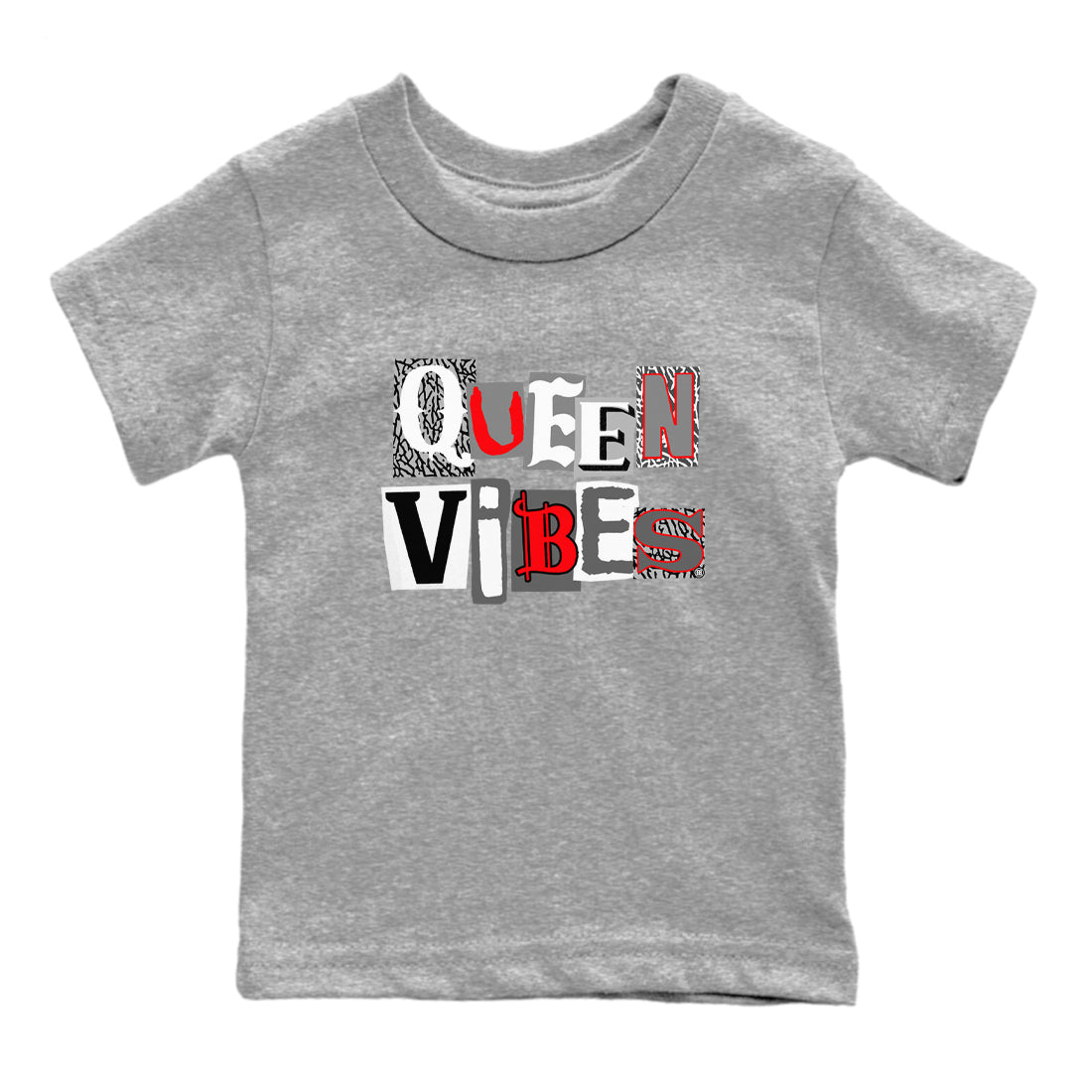 3s Cement Grey shirts to match jordans Queen Vibes sneaker match tees Air Jordan 3 Cement Grey SNRT Sneaker Tees streetwear brand Baby and Youth Heather Grey 2 cotton tee