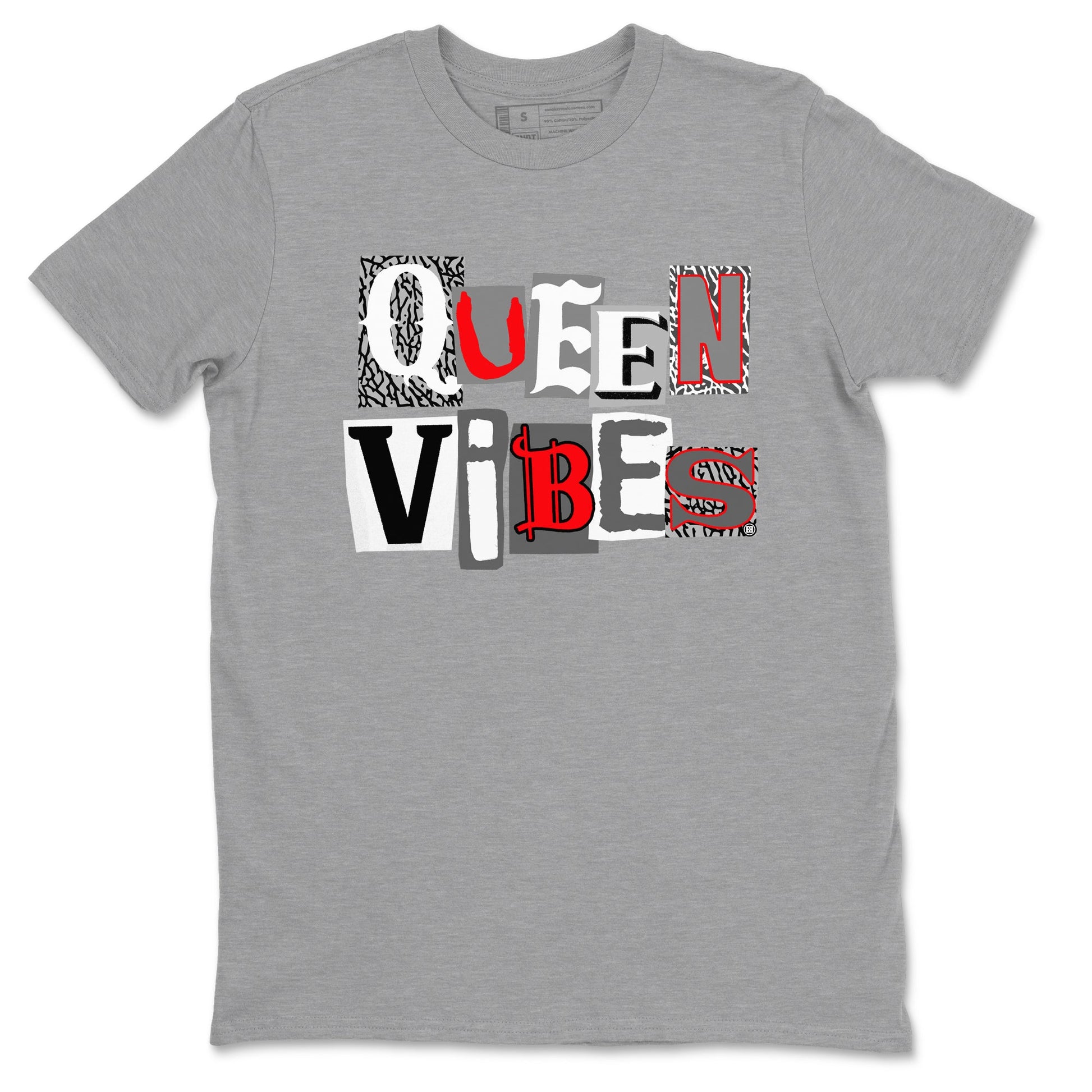 3s Cement Grey shirts to match jordans Queen Vibes sneaker match tees Air Jordan 3 Cement Grey SNRT Sneaker Tees streetwear brand Heather Grey 2 unisex cotton tee