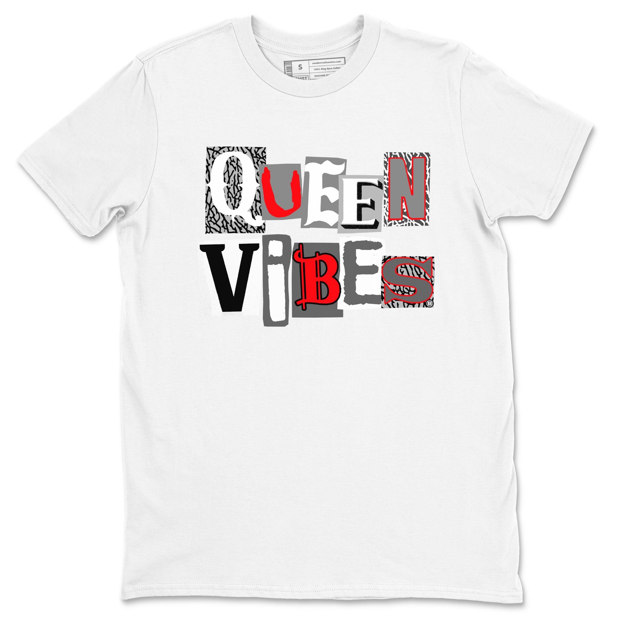 3s Cement Grey shirts to match jordans Queen Vibes sneaker match tees Air Jordan 3 Cement Grey SNRT Sneaker Tees streetwear brand White 2 unisex cotton tee