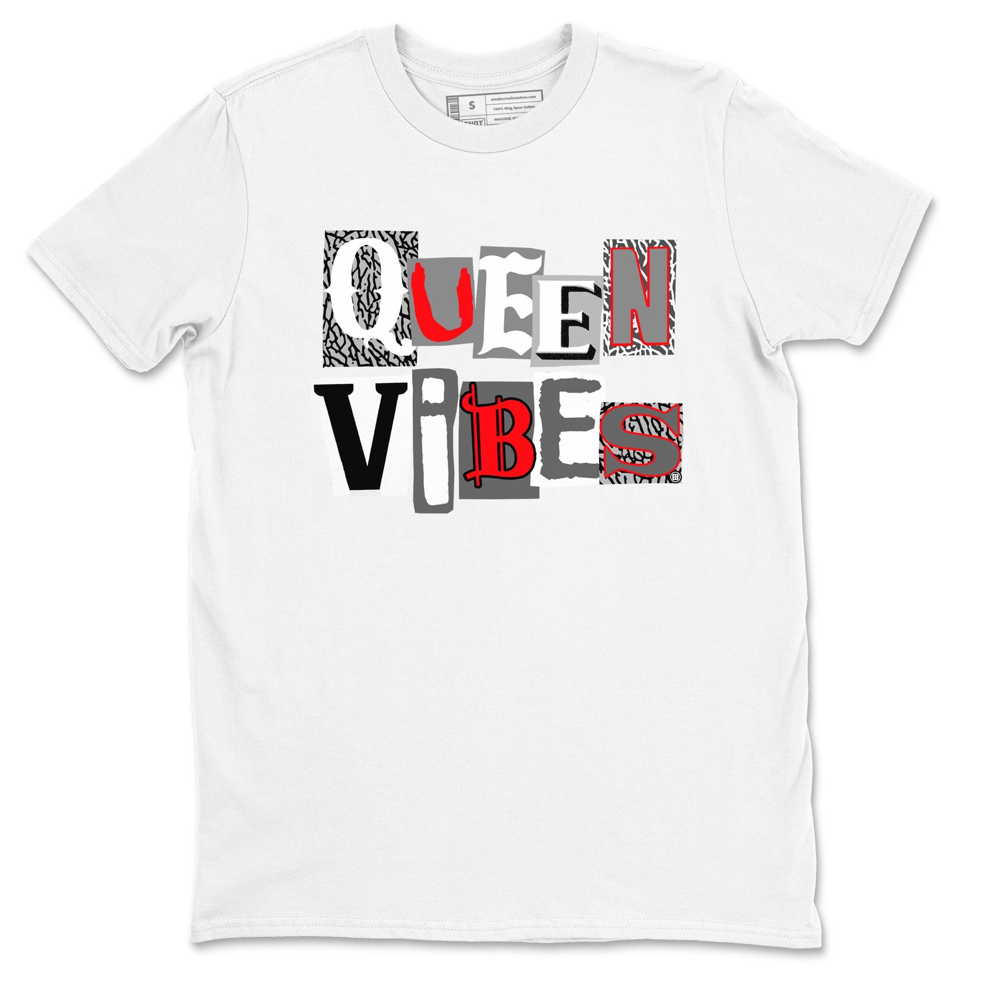 3s Cement Grey shirts to match jordans Queen Vibes sneaker match tees Air Jordan 3 Cement Grey SNRT Sneaker Tees streetwear brand White 2 unisex cotton tee
