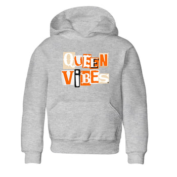 Queen Vibes baby and kids t-shirt crafted for little sneakerheads to shine with the Air Jordan 3 Starfish sneakers, displayed in Heather Grey 2.