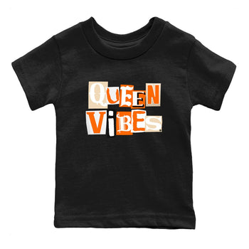 Queen Vibes baby and kids t-shirt crafted for little sneakerheads to shine with the Air Jordan 3 Starfish sneakers, displayed in Black 2.