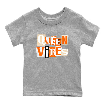 Queen Vibes baby and kids t-shirt crafted for little sneakerheads to shine with the Air Jordan 3 Starfish sneakers, displayed in Heather Grey 2.