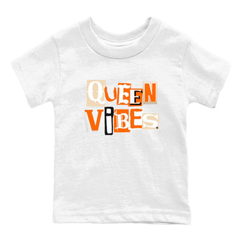 Queen Vibes baby and kids t-shirt crafted for little sneakerheads to shine with the Air Jordan 3 Starfish sneakers, displayed in White 2.