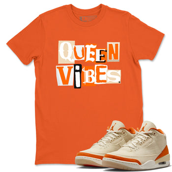 Queen Vibes sneaker match t-shirt styled to complete your fit with the Air Jordan 3 Starfish sneakers, shown in Orange 1.