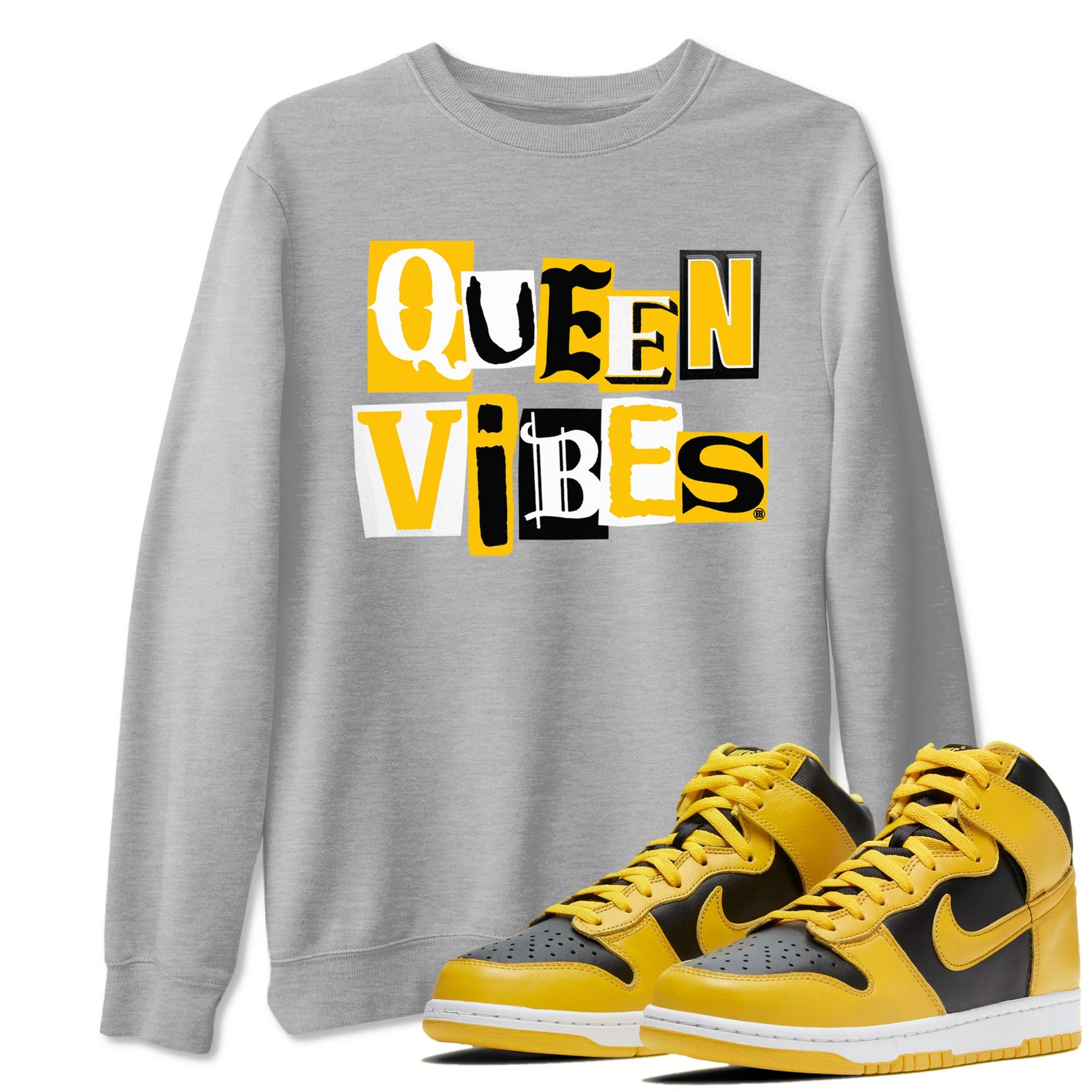 Dunk High Pollen shirts to match jordans Queen Vibes sneaker match tees Dunk High Pollen match shoes to clothes SNRT Sneaker Tees unisex cotton Heather Grey 1 shirts