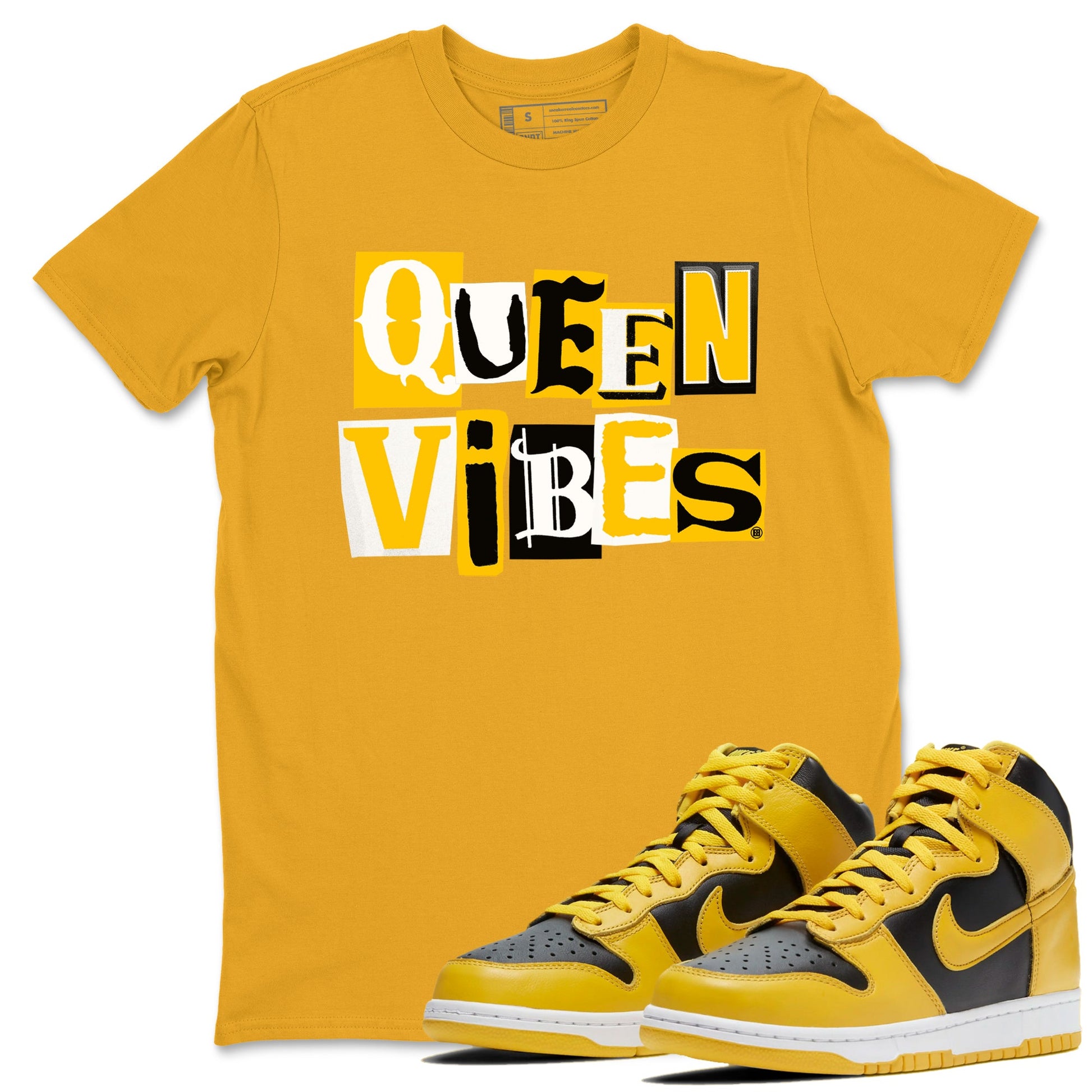 Dunk High Pollen shirts to match jordans Queen Vibes sneaker match tees Dunk High Pollen match shoes to clothes SNRT Sneaker Tees unisex cotton Gold 1 shirts