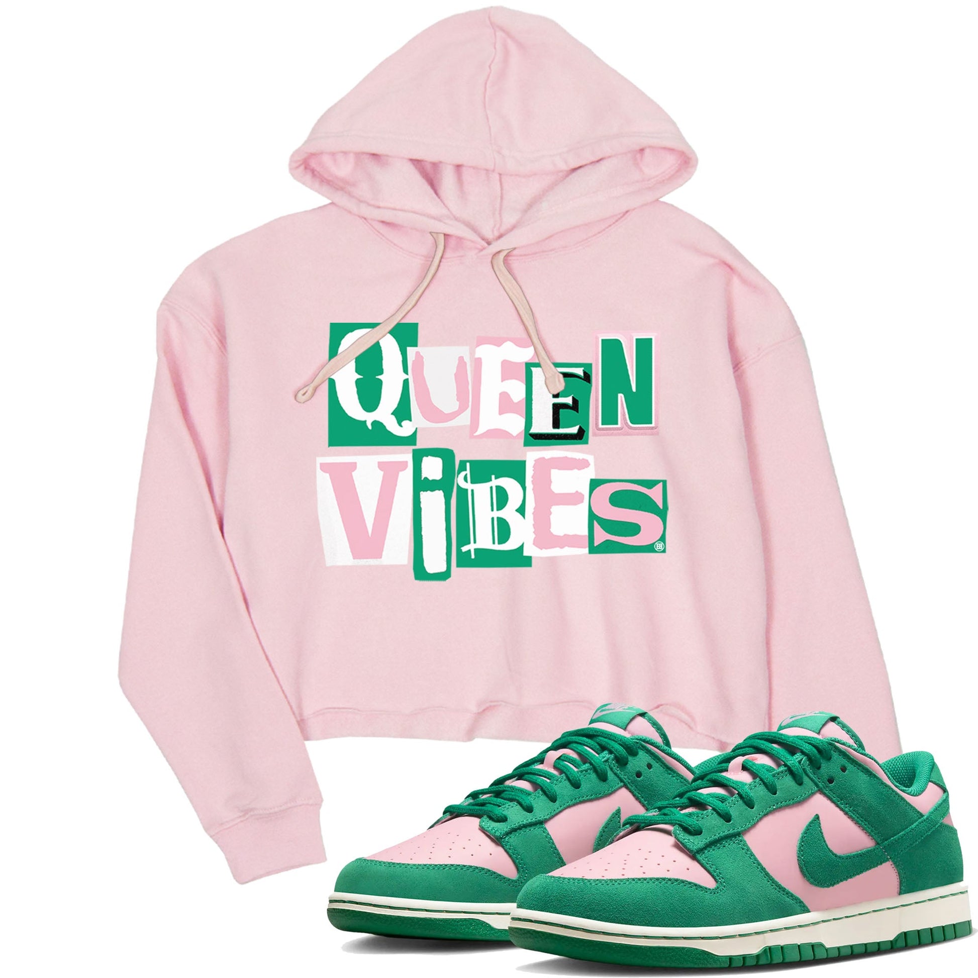 Dunk Low Medium Soft Pink Malachite shirt to match jordans Queen Vibes sneaker tees Dunks Medium Soft Pink Malachite Streetwear Brand SNRT Sneaker Release Tees Pink 1 crop length shirt